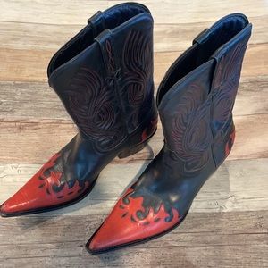 Black & Red Cowgirl Cowboy Western Charlie Horse Boots 9.5